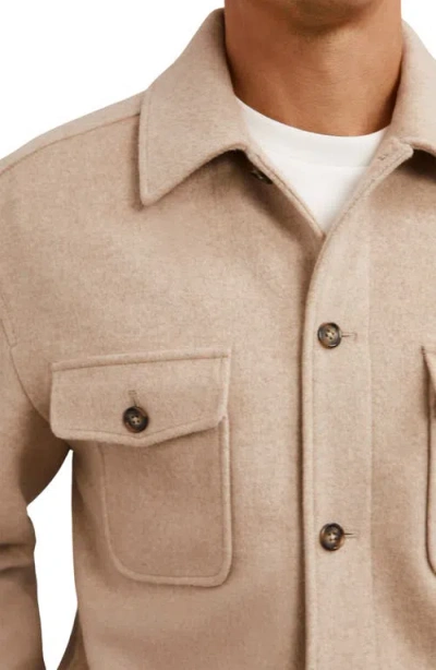 Reiss Oatmeal Brown Wool-blend Twin-pocket Overshirt In Nude