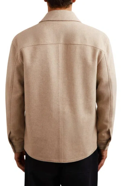 Reiss Oatmeal Brown Wool-blend Twin-pocket Overshirt In Nude