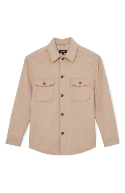 Reiss Oatmeal Brown Wool-blend Twin-pocket Overshirt In Nude