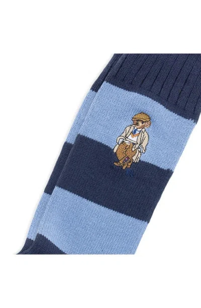 Polo Ralph Lauren Embroidered Rugby Bear Socks In Blue