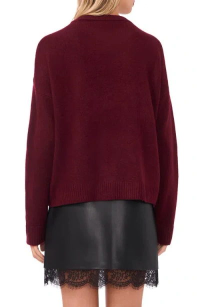 Vince Camuto Paillette Crewneck Sweater In Burgundy