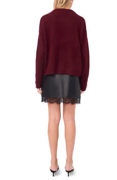 Vince Camuto Paillette Crewneck Sweater In Burgundy