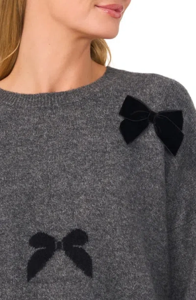 Cece Womens Bow Knit Pullover Sweater In Gray