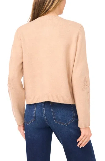 Cece Women's Flower Embroidery Long Sleeves Cardigan Sweater In Neutral