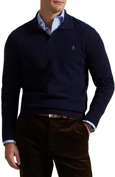 Polo Ralph Lauren Regular Fit Wool Johnny Collar Sweater In Blue