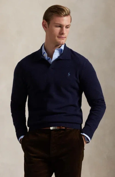 Polo Ralph Lauren Regular Fit Wool Johnny Collar Sweater In Blue