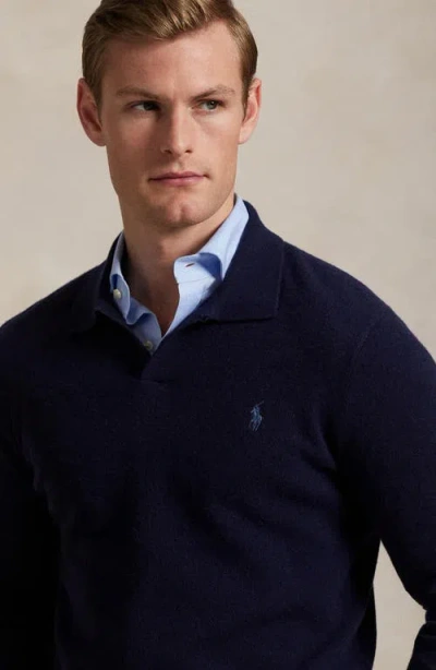 Polo Ralph Lauren Regular Fit Wool Johnny Collar Sweater In Blue