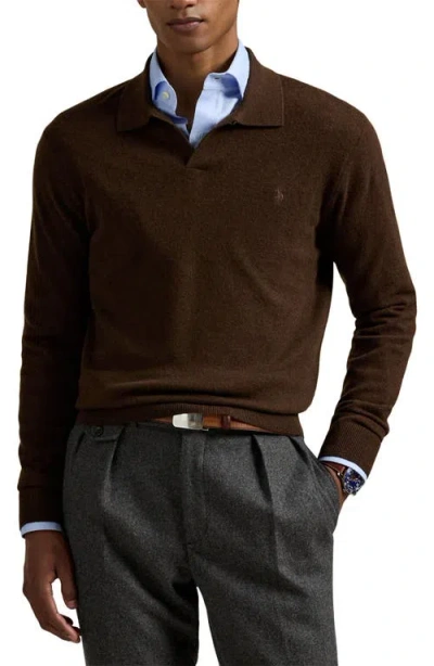 Polo Ralph Lauren Wool Johnny Collar Sweater In Brown