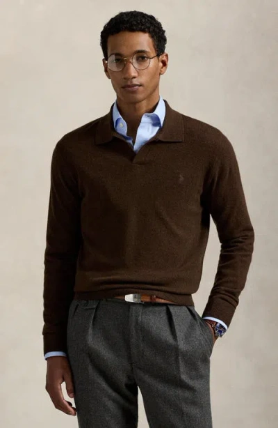 Polo Ralph Lauren Wool Johnny Collar Sweater In Brown