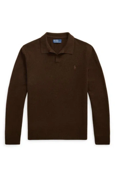 Polo Ralph Lauren Wool Johnny Collar Sweater In Brown