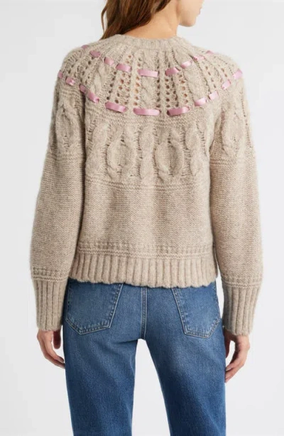 Loveshackfancy Clementian Alpaca-blend Ribbon Cardigan In Neutral