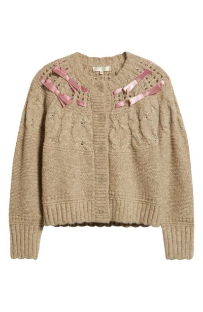 Loveshackfancy Clementian Alpaca-blend Ribbon Cardigan In Neutral