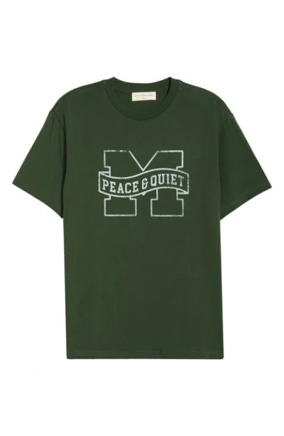 Museum Of Peace And Quiet Museum Of Peace & Quiet Banner Logo Cotton T-shirt In Green