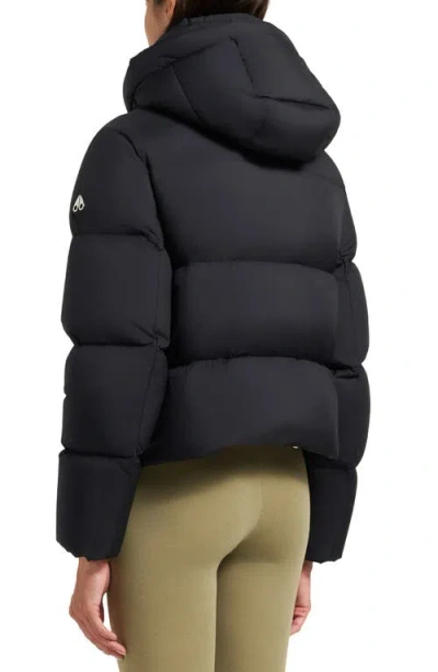 Moose Knuckles Belle Dune Water Repellent Down Puffer Jacket With Removable Hood In Black