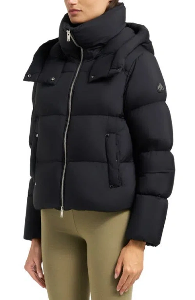 Moose Knuckles Belle Dune Water Repellent Down Puffer Jacket With Removable Hood In Black