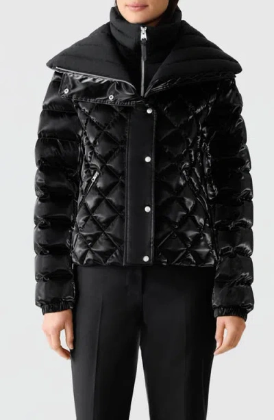 Mackage Yvette Waterproof Quilted Down Jacket With Removable Bib Insert In Black