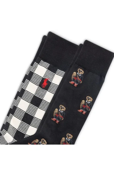 Polo Ralph Lauren Assorted 2-pack Holiday Bear Crew Socks In Black