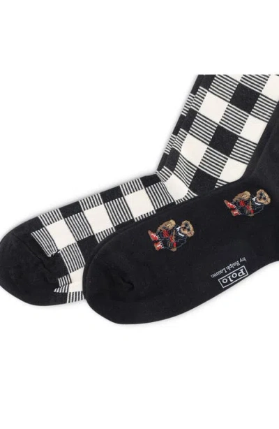Polo Ralph Lauren Assorted 2-pack Holiday Bear Crew Socks In Black