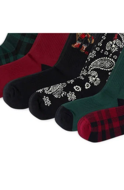 Polo Ralph Lauren Assorted 2-pack Holiday Bears Crew Socks In Brown
