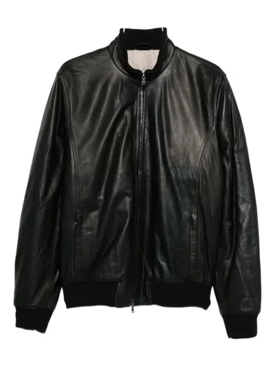 Barba Napoli Zip-fastening Leather Jacket In Black