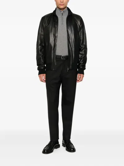 Barba Napoli Zip-fastening Leather Jacket In Black
