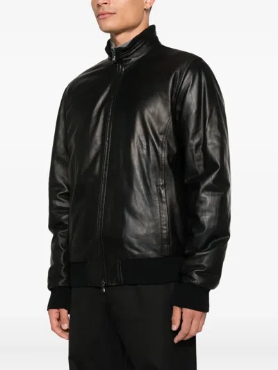 Barba Napoli Zip-fastening Leather Jacket In Black