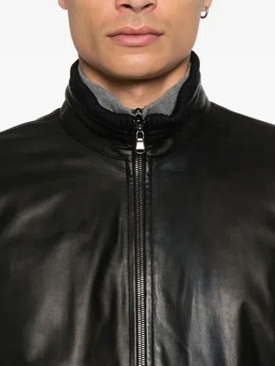 Barba Napoli Zip-fastening Leather Jacket In Black