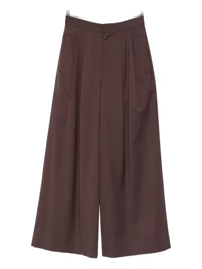 Isabelle Blanche Pleat-detail Trousers In Brown