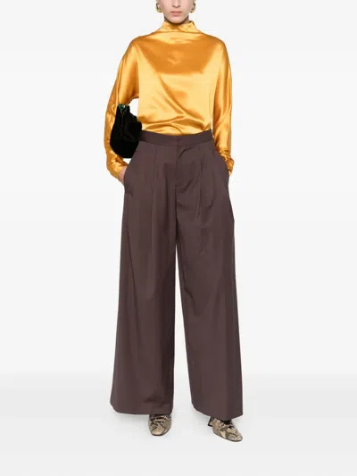 Isabelle Blanche Pleat-detail Trousers In Brown