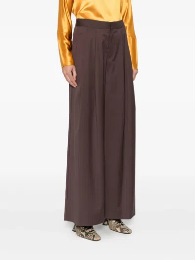 Isabelle Blanche Pleat-detail Trousers In Brown