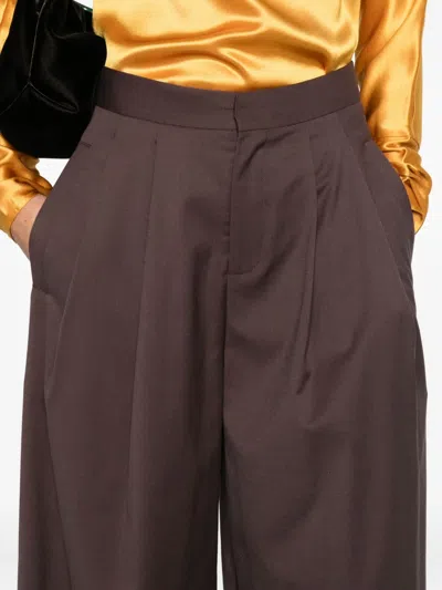 Isabelle Blanche Pleat-detail Trousers In Brown