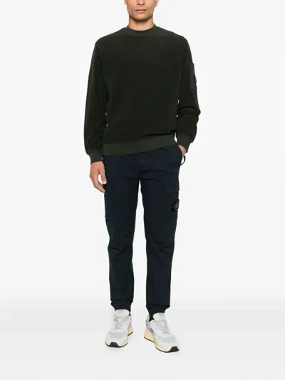 Stone Island Regular Tapered Cargo Trousers With Elastic Waistband In Blue