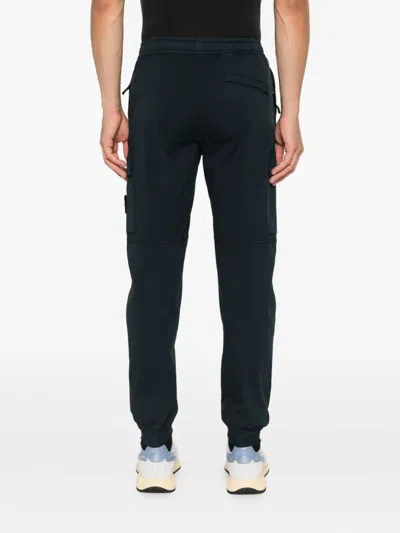 Stone Island Regular Tapered Cargo Trousers With Elastic Waistband In Blue