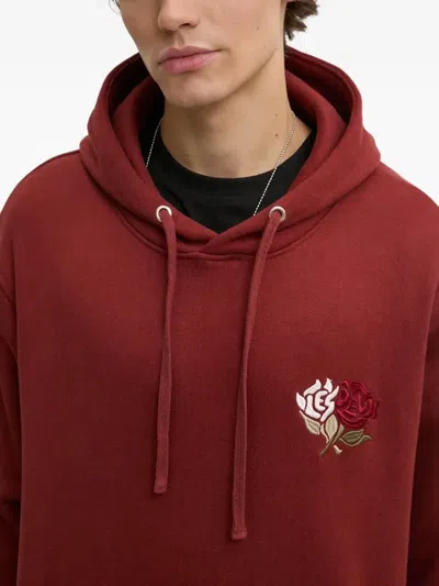 Les Deux Flower-embroidered Hoodie In Red