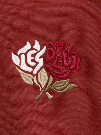 Les Deux Flower-embroidered Hoodie In Red
