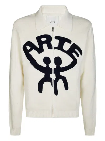 Arte Antwerp Logo Cardigan In Neutral