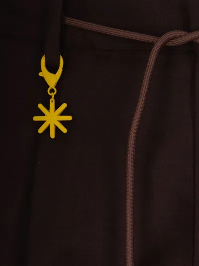 Manuel Ritz Slim Fit Trousers With Elastic Waistband And Drawstring In Brown