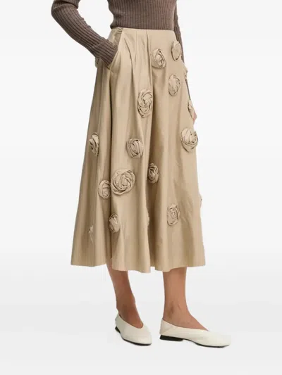 Herskind William Blooming Floral-appliqué Midi Skirt In Neutral