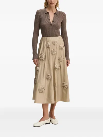 Herskind William Blooming Floral-appliqué Midi Skirt In Neutral