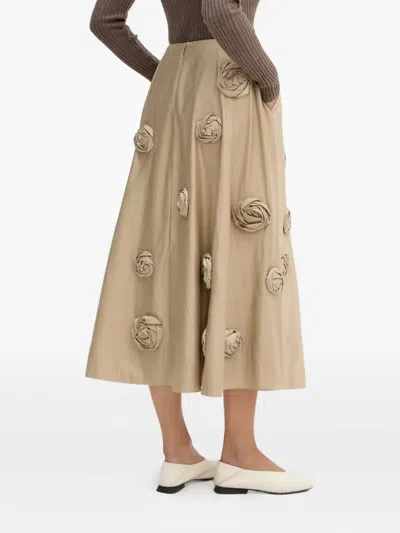 Herskind William Blooming Floral-appliqué Midi Skirt In Neutral