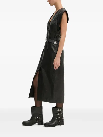 Iro Penelope Front-slit Midi Dress In Black