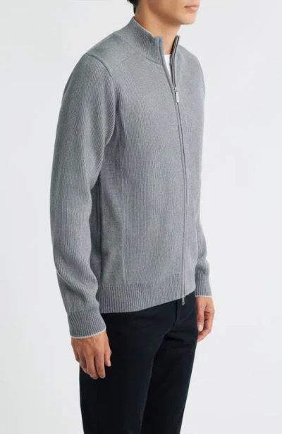 Emanuel Berg Merino Wool Zip Cardigan In Gray