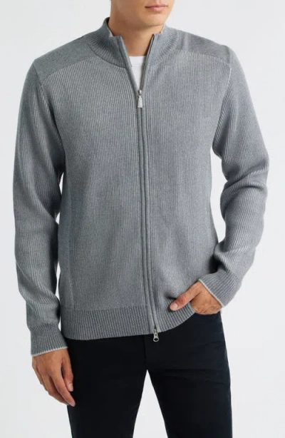 Emanuel Berg Merino Wool Zip Cardigan In Gray