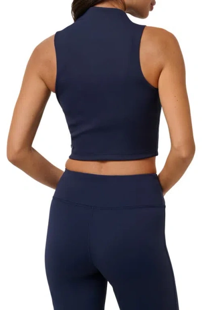 Travismathew Limitless Mock Neck Crop Tank In Blue