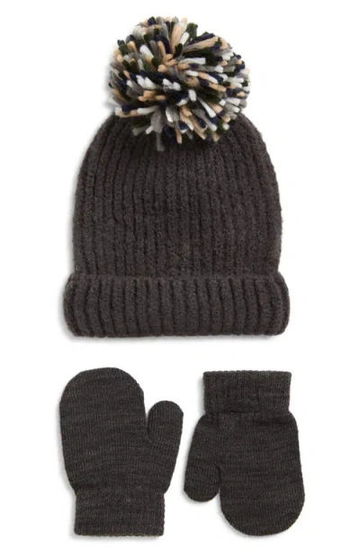 Capelli New York Fuzzy Yarn Beanie & Mittens Set In Black