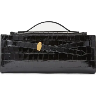 Veronica Beard Dash Croc Embossed Leather Shoulder Bag In Brown