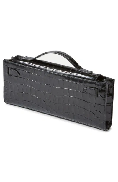 Veronica Beard Dash Croc Embossed Leather Shoulder Bag In Brown