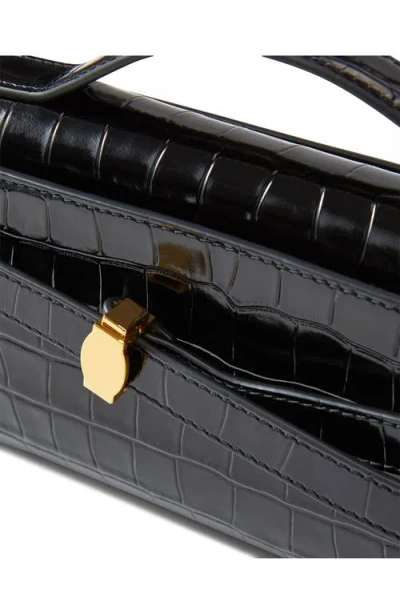 Veronica Beard Dash Croc Embossed Leather Shoulder Bag In Brown