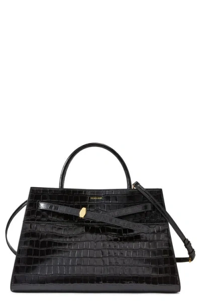 Veronica Beard Dash Belted Croc-embossed Leather Shoulder Bag In Pattern