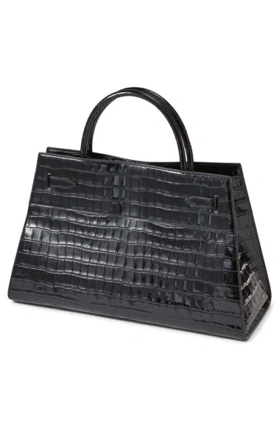 Veronica Beard Dash Belted Croc-embossed Leather Shoulder Bag In Pattern